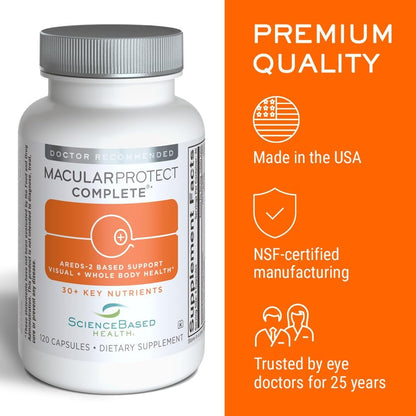 ScienceBased Health MacularProtect Complete – AREDS 2 Eye Health Food Supplement & Daily Multivitamin – 120 Capsules