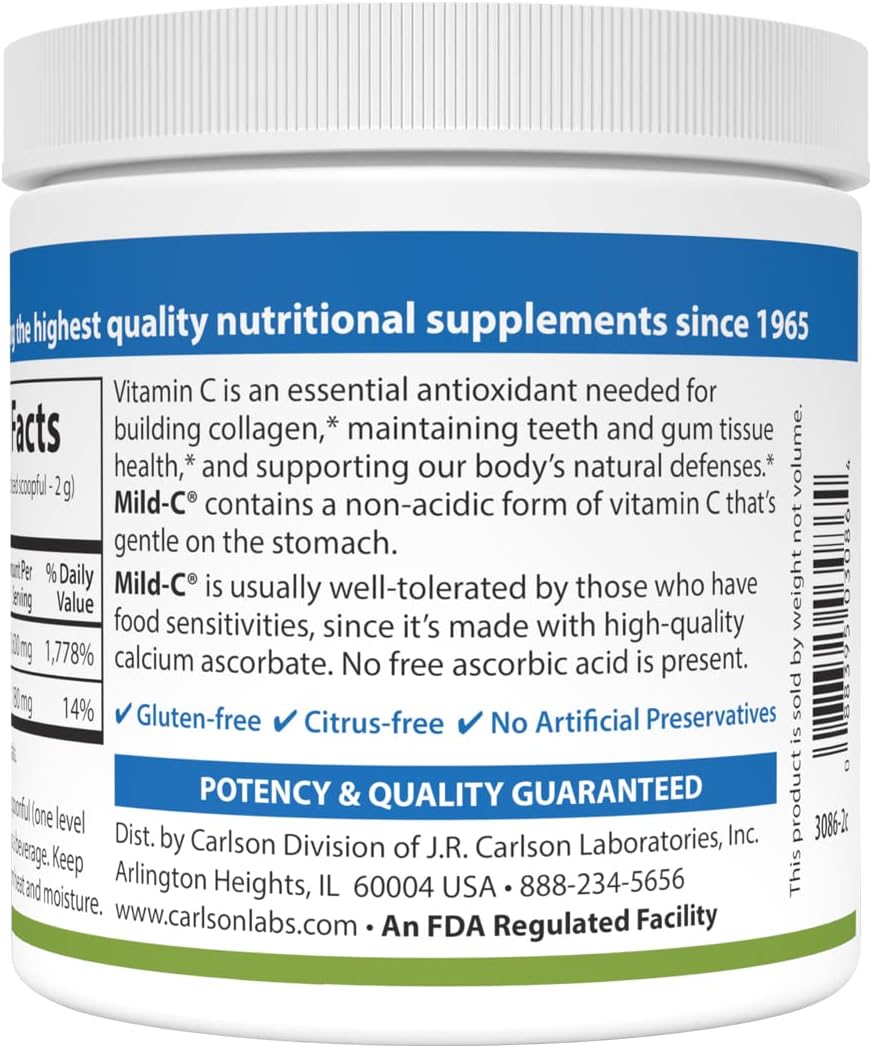 Carlson - Mild-C, Vitamin C Powder, Supports Normal Immune Function, 6 oz (170 g) - görsel 3