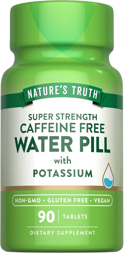Nature's Truth Super Strength Water Pill with Potassium – 90 Tablets | Caffeine Free | Vegan, Non-GMO & Gluten-free