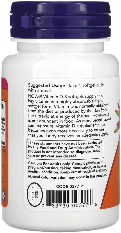 NOW Foods Vitamin D-3 2000 IU (50 µg) 240 Softgels