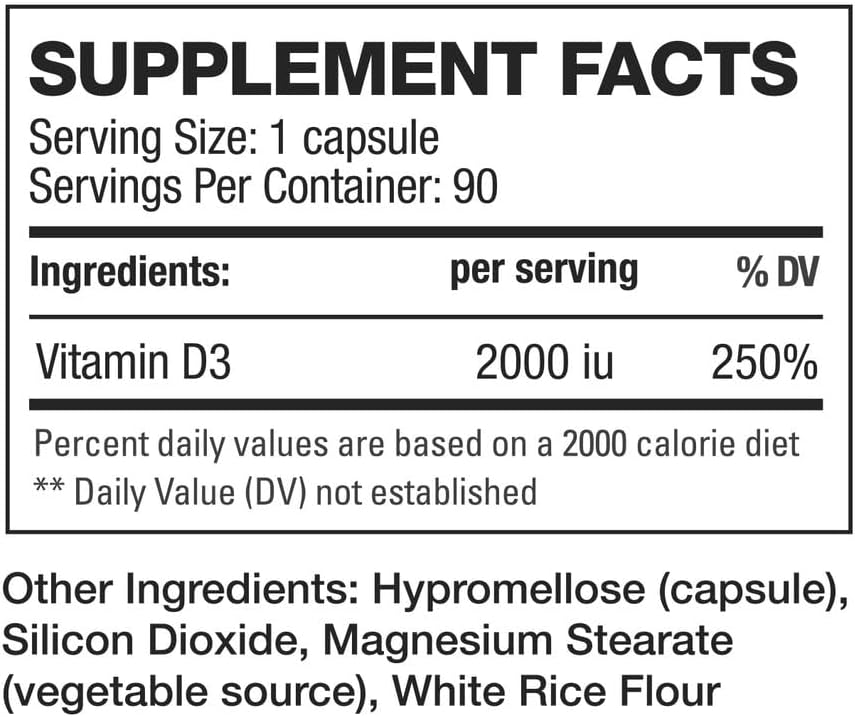 HD MUSCLE HealthHD D3 - 2000 IU Vitamin D3 Supplement - 90 Capsules - görsel 2