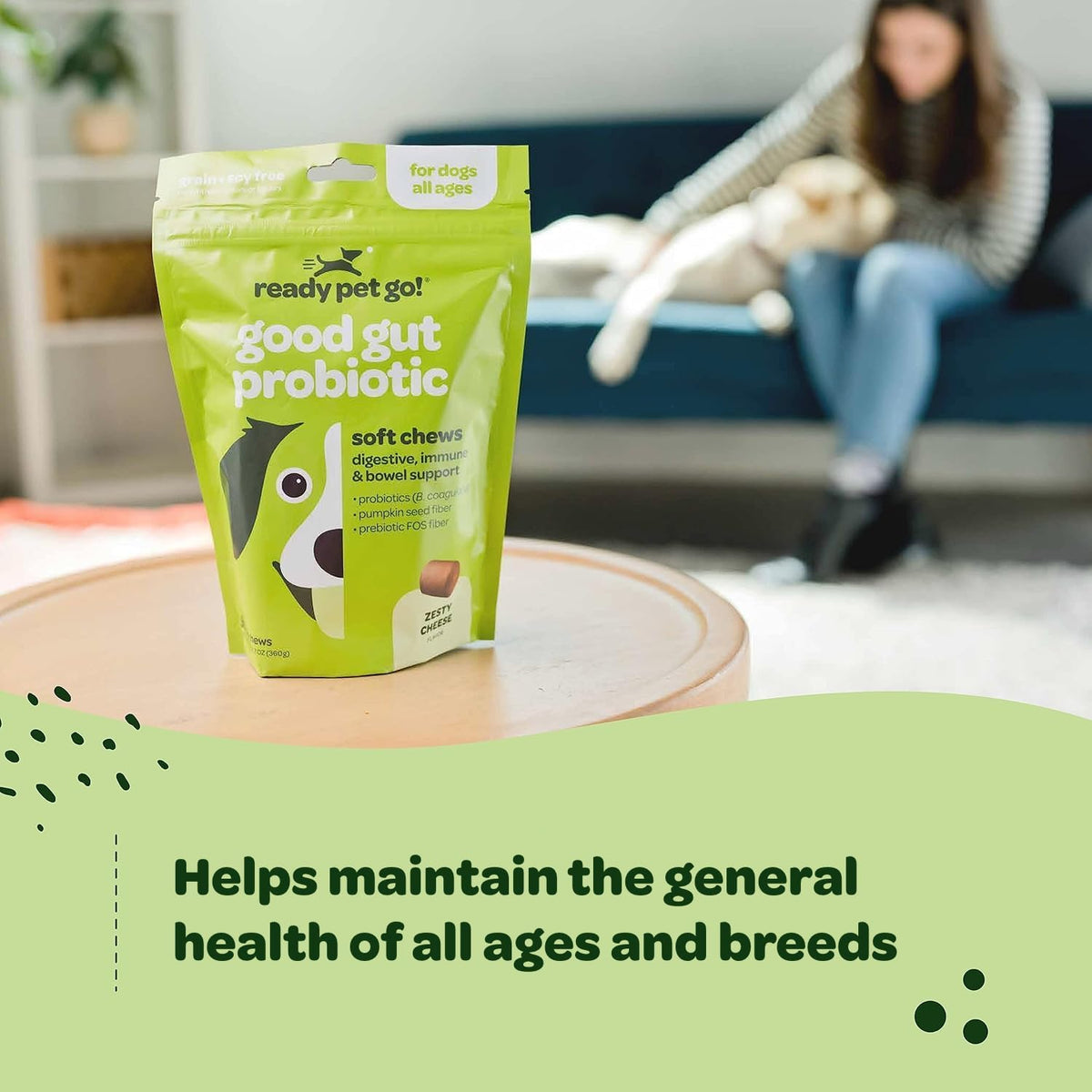 Ready Pet Go! Probiotic Chews for Dogs – Gut Health & Digestive Support with Pumpkin and Enzymes, 90 Count - görsel 6