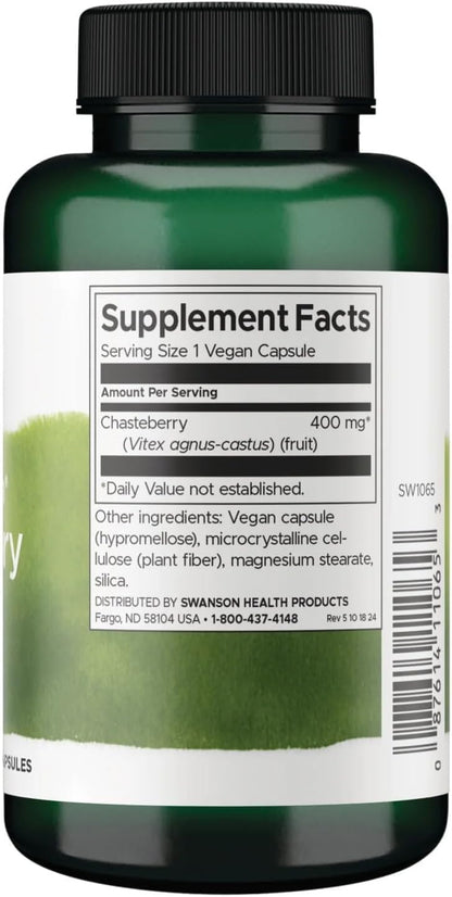 Swanson Chasteberry Fruit – 400mg, 120 Capsules (2-Pack) for Women's Health Support