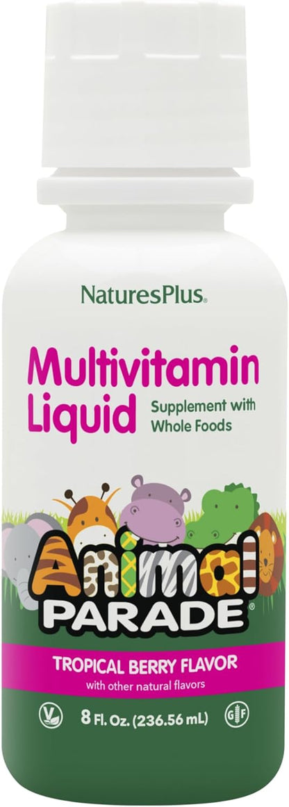 NaturesPlus Animal Parade Source of Life Children's Liquid Multivitamin, Tropical Berry, 887 ml