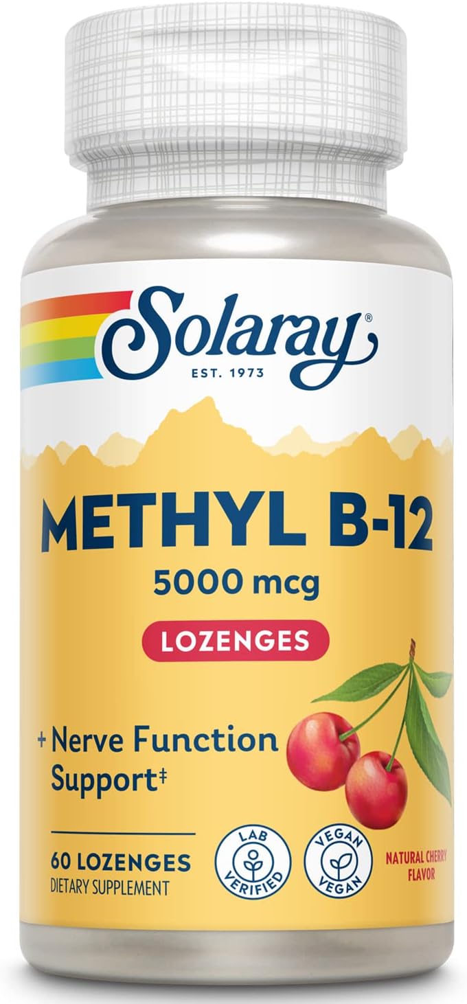 SOLARAY Methyl B12, Lozenge, Cherry, 5000mcg, 60 Lozenges - görsel 1