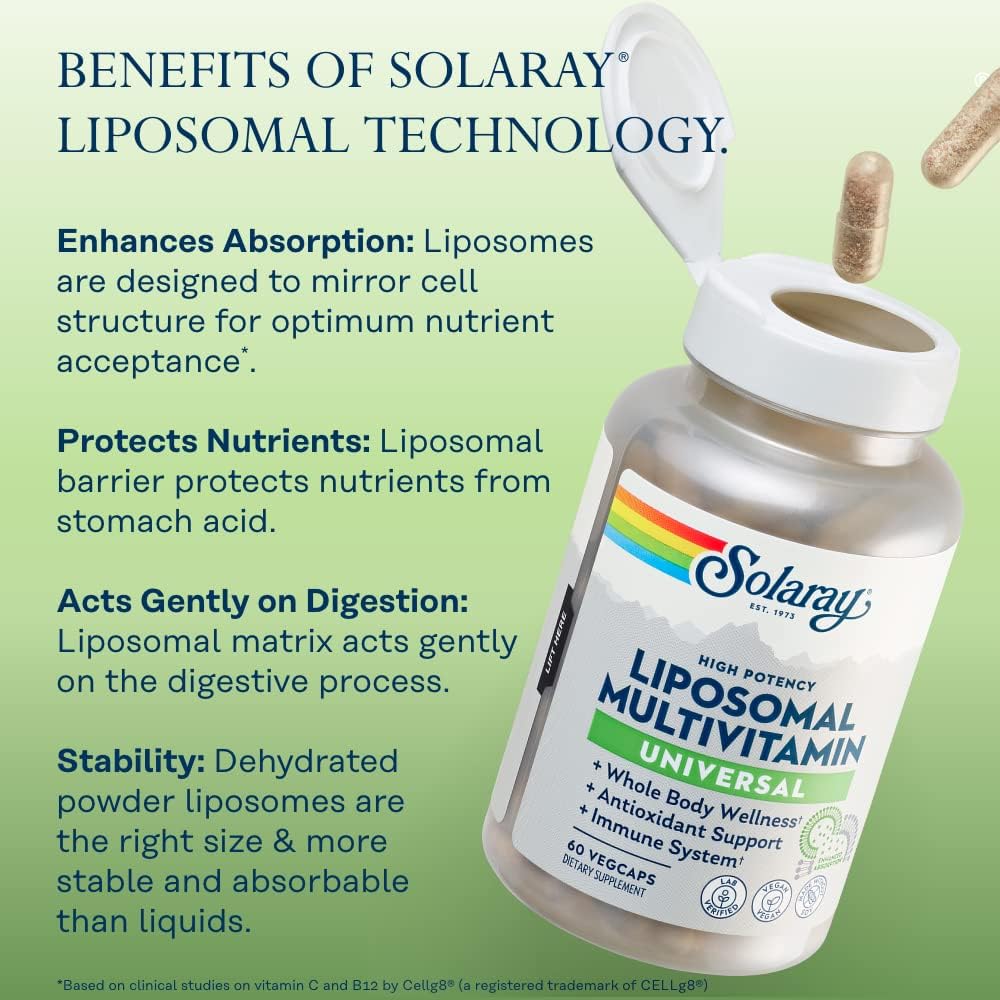 SOLARAY Liposomal Multivitamin for Men & Women – High Potency, Enhanced Absorption – 60 VegCaps - görsel 4