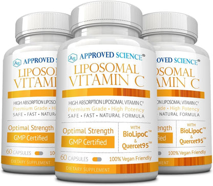 Approved Science Liposomal Vitamin C with Quercetin, 1100 mg, 180 Capsules