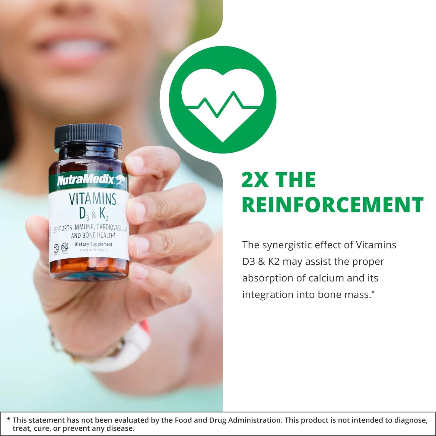 NutraMedix Vitamin D3 and K2 - Supports Normal Bones and Immune Function - 90 Capsules - görsel 3