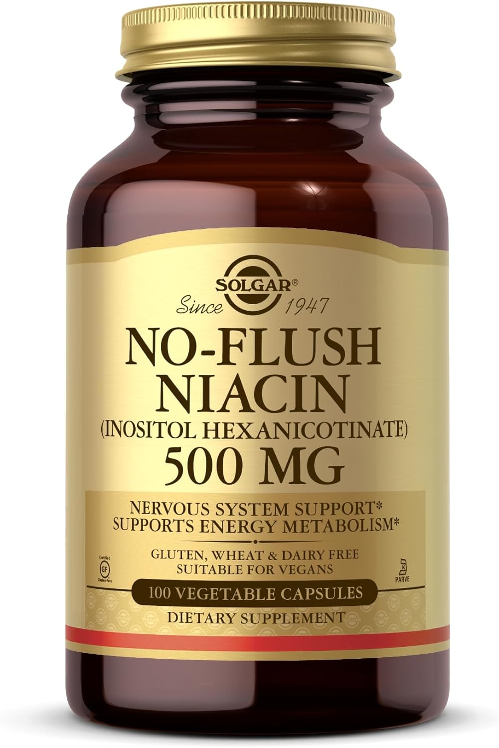 Solgar No-Flush Niacin 500 mg, 250 Vegetable Capsules - görsel 7