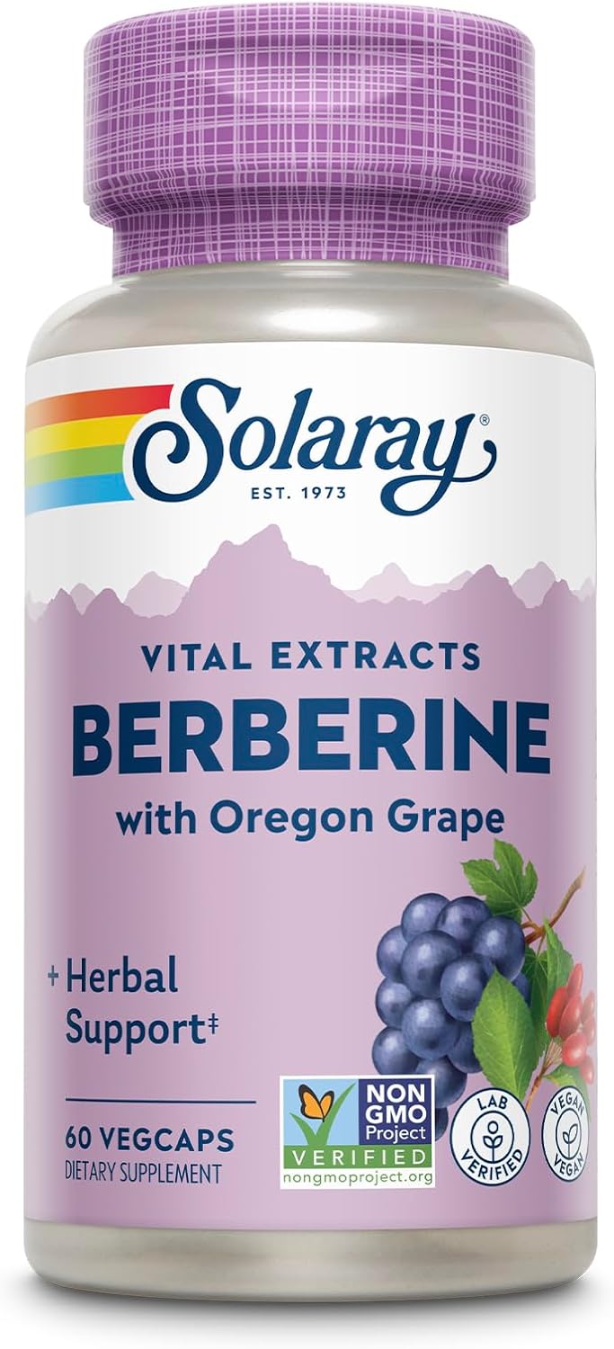 SOLARAY Berberine 250mg – Berberine HCl Supplement with Oregon Grape, Vegan, Non-GMO, 60 VegCaps - görsel 1