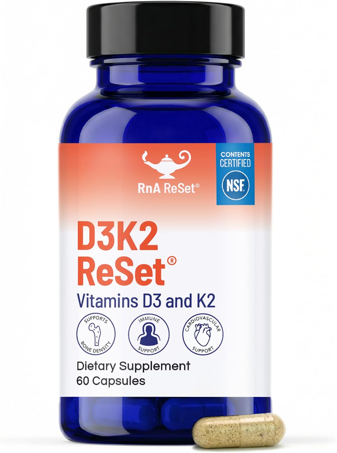 RnA ReSet D3K2 Reset – 4,000 IU Vitamin D3 & 100 mcg K2 Food Supplement (60 Capsules) – NSF Certified - görsel 6