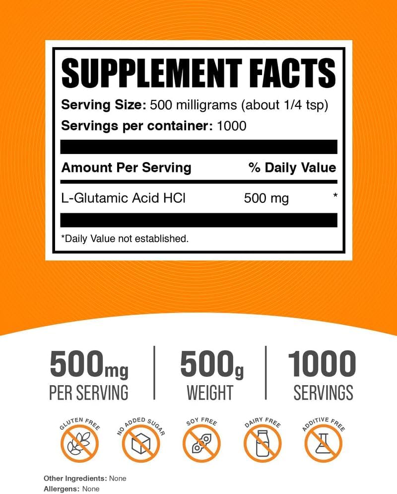 L-Glutamic Acid HCl Powder - Amino Acid Supplement (500g) - görsel 2