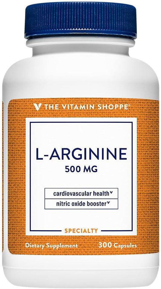 The Vitamin Shoppe L-Arginine 500mg - Nitric Oxide, Circulation & Exercise Performance Support (300 Capsules)