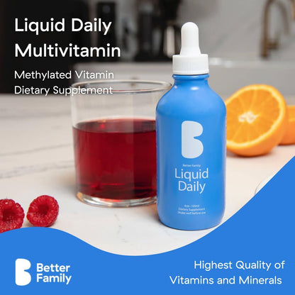 Better Family Liquid Daily Multivitamin - All-in-One Wellness Drop - Methylated Vitamins - 120 ml
