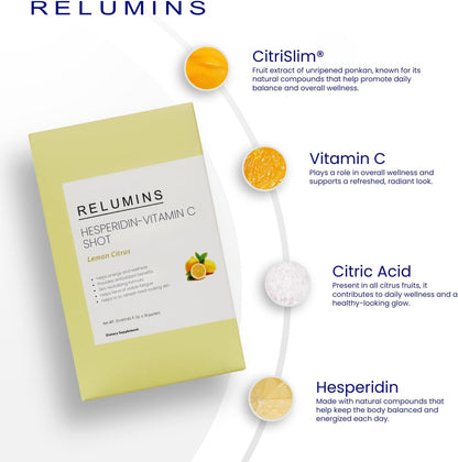 Relumins Vitamin C Shots with Hesperidin & Bioflavonoids – 10 Sachets (25ml Each)