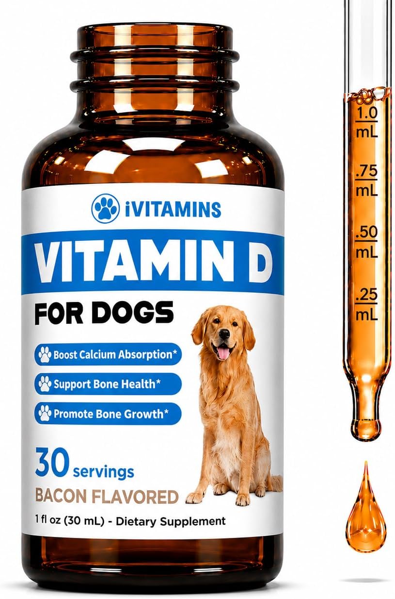 Vitamin D for Dogs – Liquid Supplement for Strong Bones & Joints (Bacon Flavour, 30 ml) - görsel 1