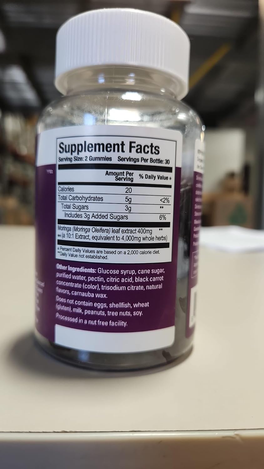Viteey Moringa Gummies - 4000mg [from 400mg 10:1 Extract] - Strawberry Flavour - 60 Count - görsel 7