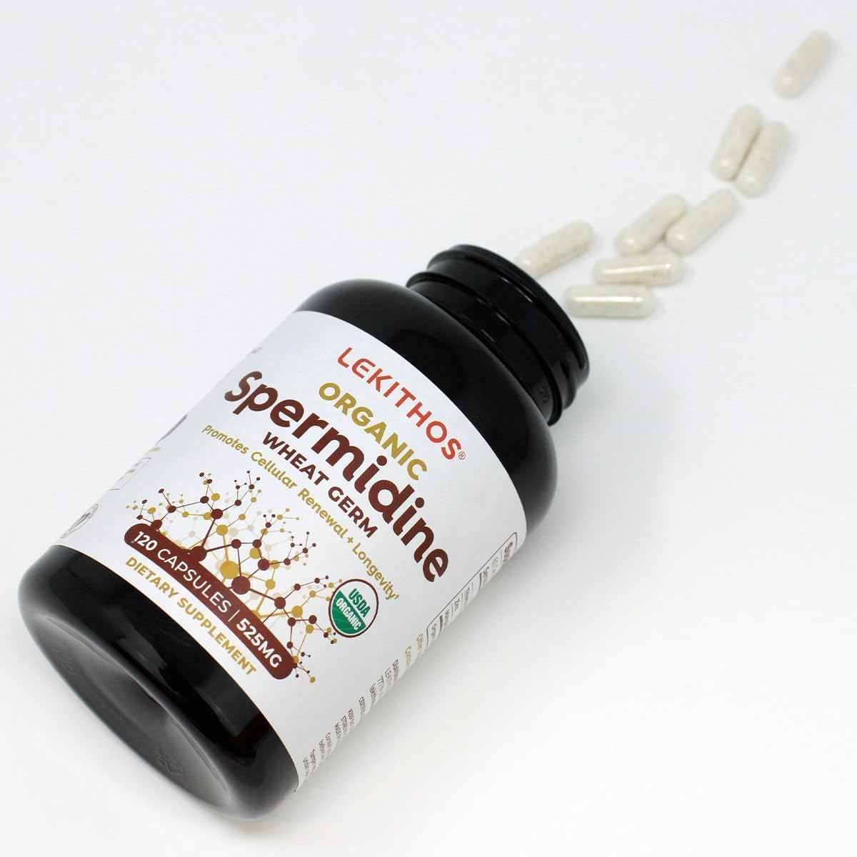 Lekithos Organic Spermidine Capsules | Organic Wheat Germ Extract | Promotes Cell Renewal, Healthy Ageing | Thiamine, Zinc, Manganese | 1050mg Per Serving | Certified Organic, Vegan, Non-GMO | 120 Capsules - görsel 6
