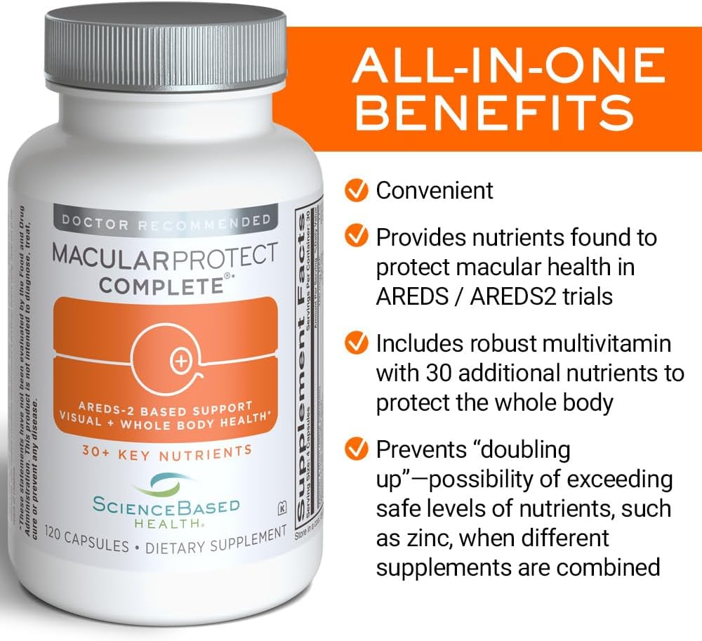 ScienceBased Health MacularProtect Complete – AREDS 2 Eye Health Food Supplement & Daily Multivitamin – 120 Capsules - görsel 2