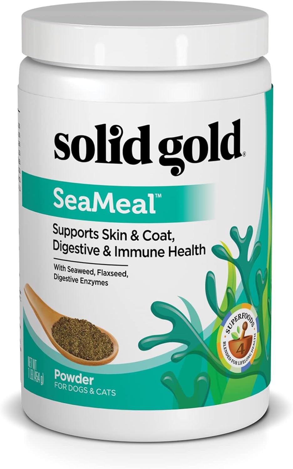 Solid Gold Cat & Dog Multivitamin Powder - SeaMeal Kelp-Based Supplement with Omega 3 - 1 lb - görsel 1
