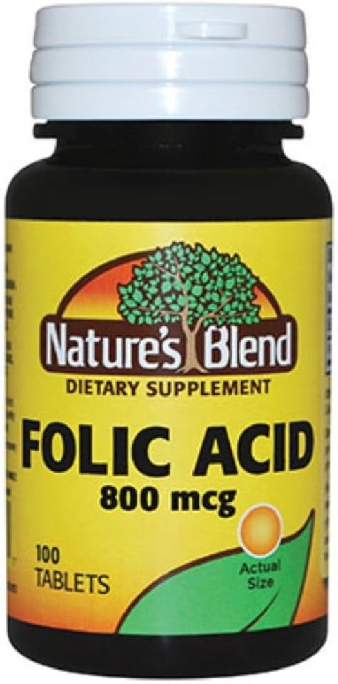 Nature's Blend Folic Acid 800 mcg, 100 Tablets - görsel 1