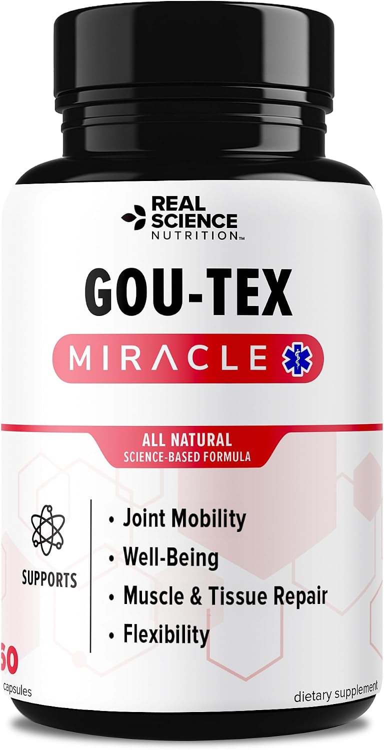 Real Science Gou-Tex – All Natural Gout Supplements & Uric Acid Support for Mobility and Flexibility – Includes Vinitrox & GABA for Circulation and Joint Support, Made in USA – 60 Capsules - görsel 1