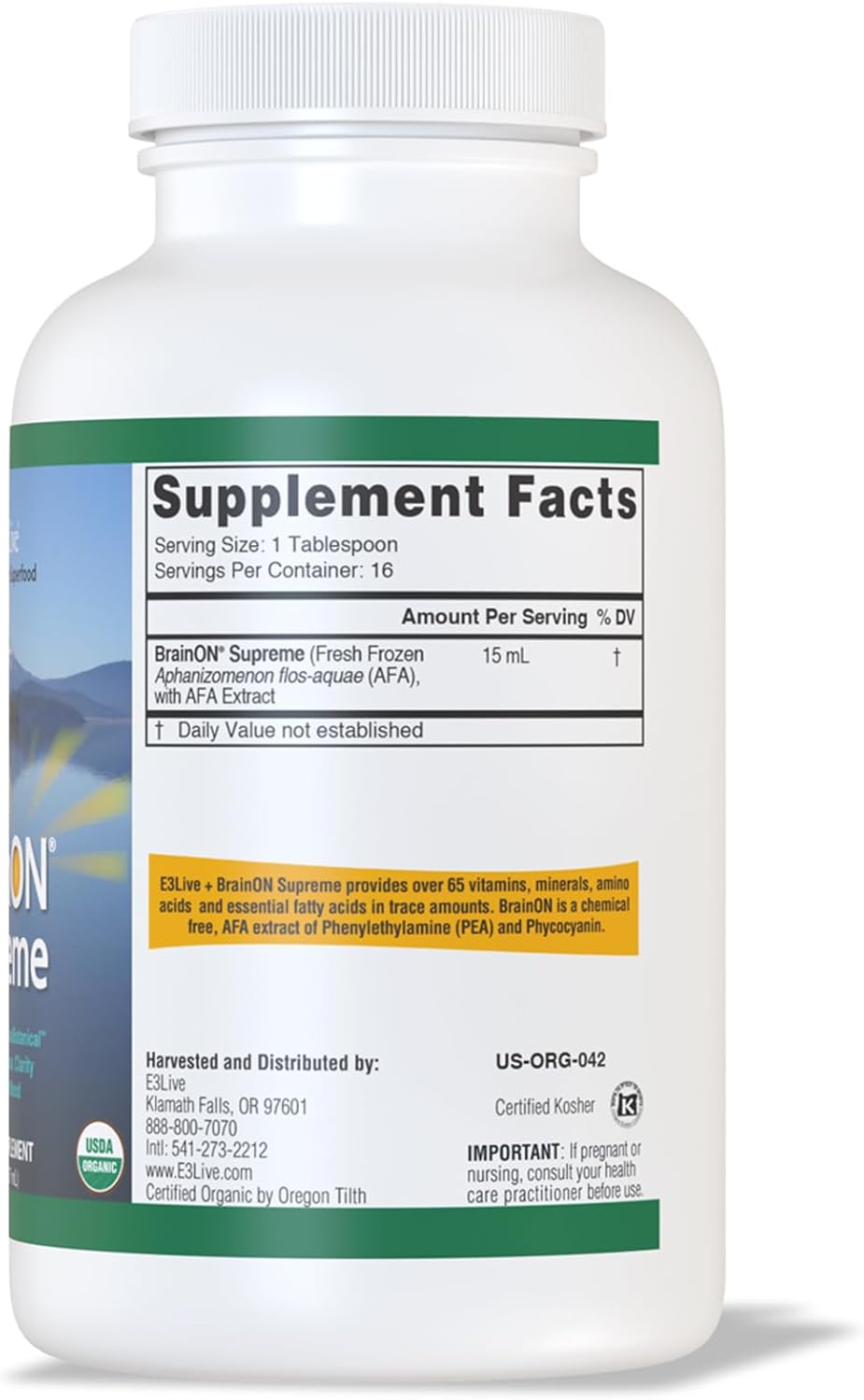 BrainON Supreme - Premium Brain Nutrition Blend for Cognitive Support - 237 ml (8 fl oz) 12 Pack - görsel 3