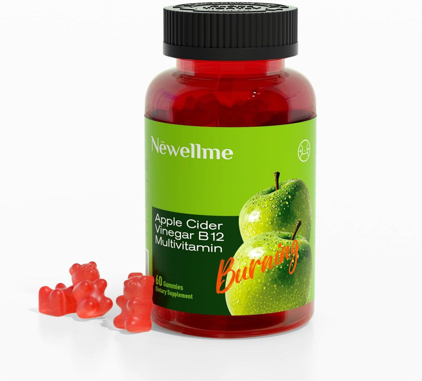 NEWELLME Apple Cider Vinegar Gummies B12 Multivitamin - ACV Supplement Gummy Vitamins, Energy & Support | Vegan, Non-GMO & Gluten-free (30 Count) - görsel 9