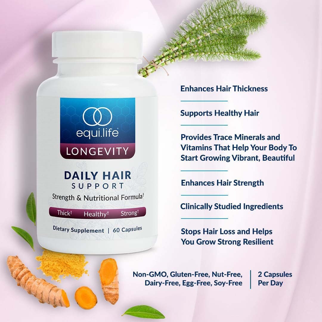 Equilife Daily Hair Support Supplement, Blend with Biotin, 60 Capsules - görsel 4