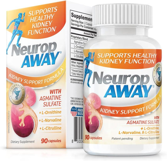 NeuropAWAY Kidney Support Formula - Agmatine Sulphate 500mg with L-Arginine Complex - 90 Capsules
