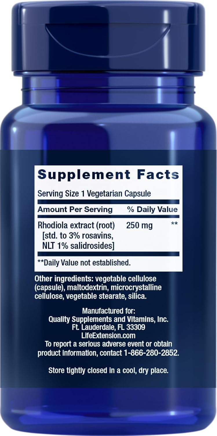 Life Extension Rhodiola Extract, 60 Vegetarian Capsules (Pack of 3) - görsel 2