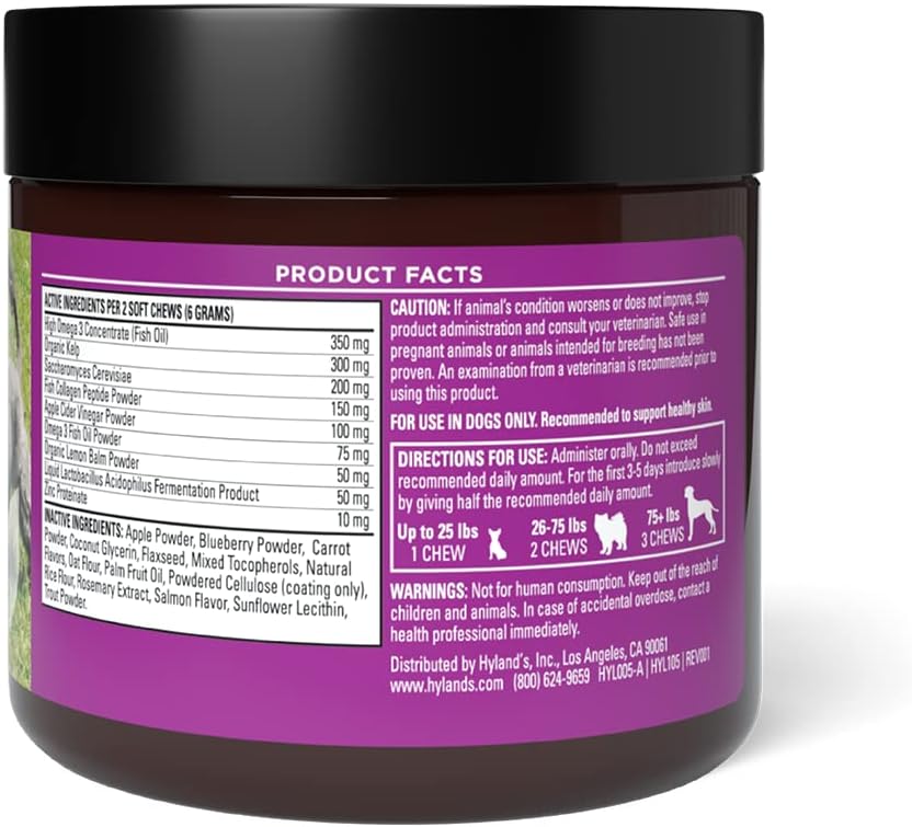 Hyland's Naturals - Pro Skin Health for Dogs, 90 Soft Chews, Supports Healthy Skin, Seasonal Allergies & Immune System, with Probiotics & Omega-3s, Trout Flavour - görsel 2
