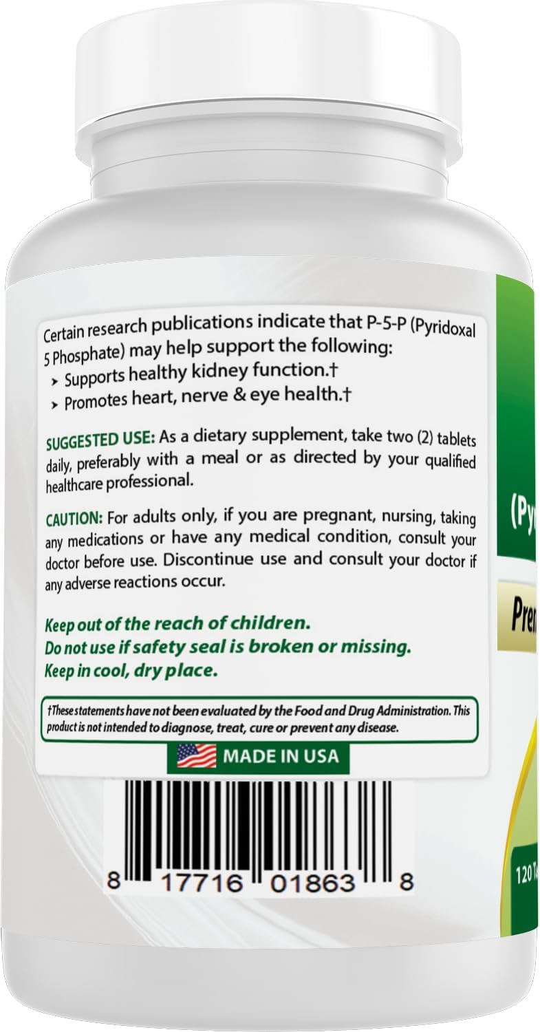 Best Naturals P5P Vitamin B6 (Pyridoxal 5-Phosphate) 100 mg – 120 Tablets - görsel 7