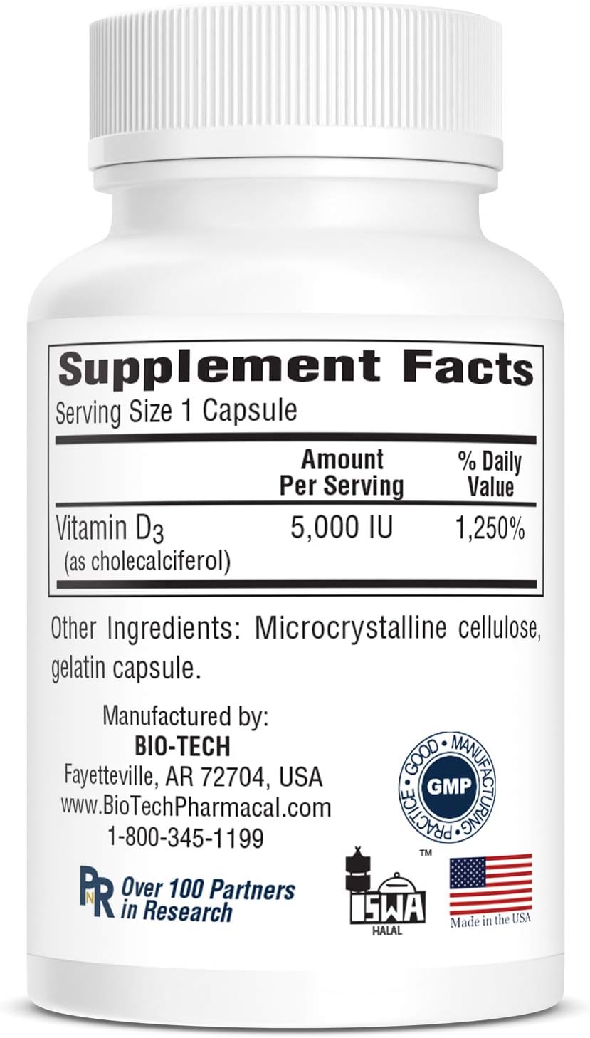 Bio-Tech Pharmacal Vitamin D3 5,000 IU, 250 Capsules - görsel 4