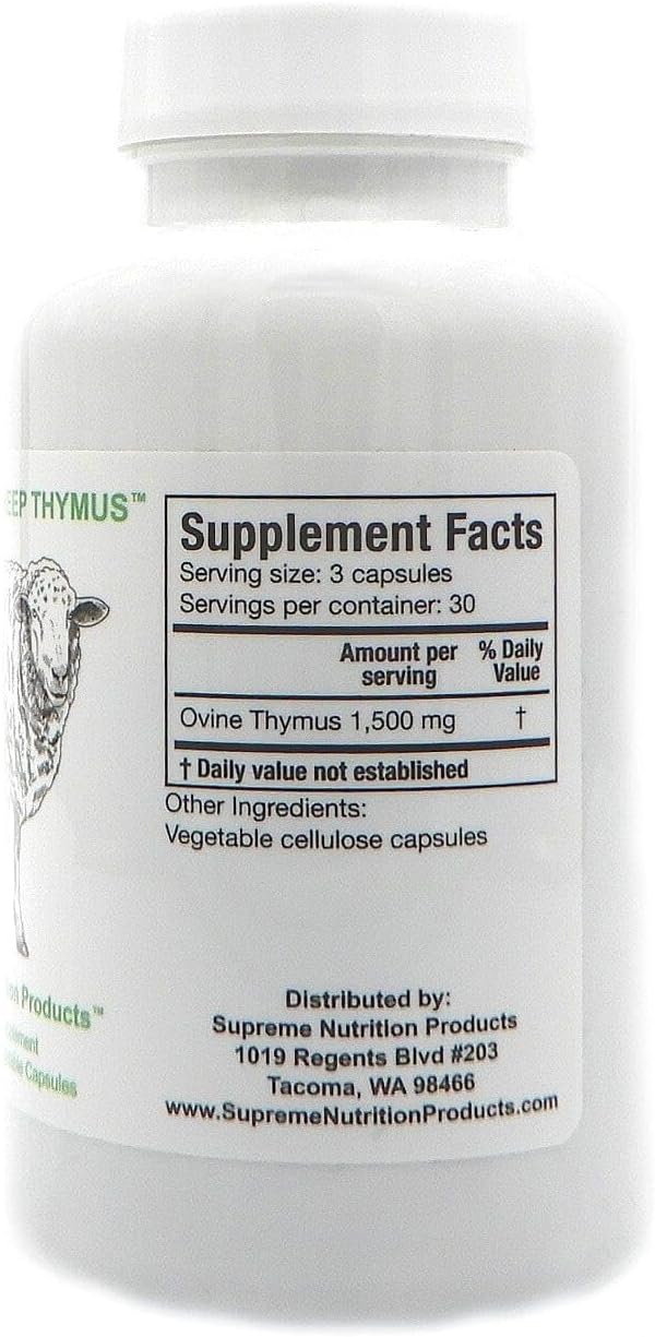 Supreme Nutrition Sheep Thymus – 100% Grass-Fed and Finished in New Zealand, 90 Capsules of Pure Ovine Thymus - görsel 2
