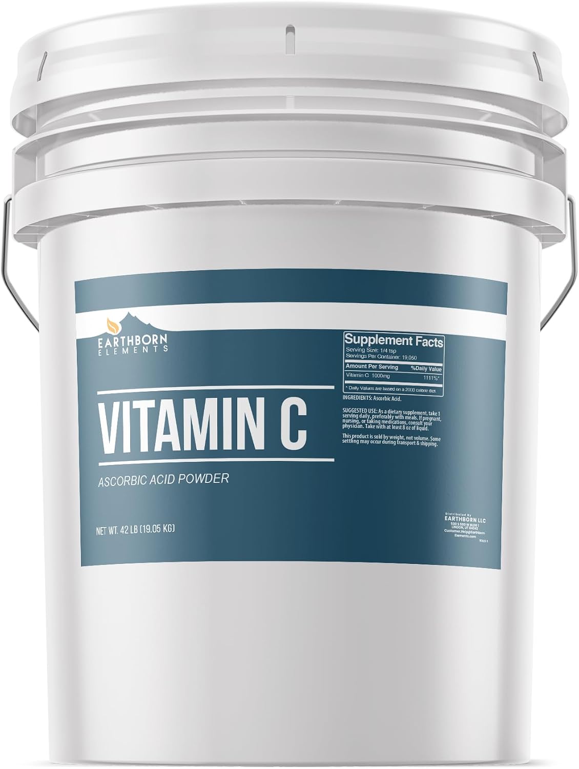 Earthborn Elements Vitamin C Powder - Pure Ascorbic Acid, 5 Gallon Bulk Container - görsel 1