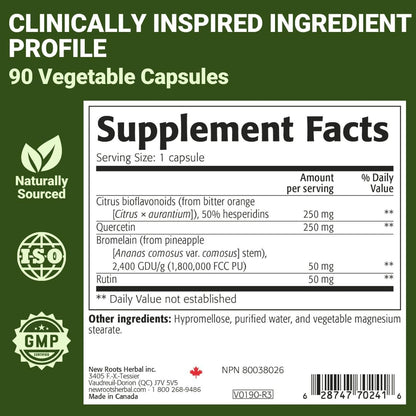 NEW ROOTS HERBAL Quercetin with Bromelain Capsules | 4-in-1 Formula | Immune System Support & Cardiovascular Health | 90 Vegetable Capsules, Non-GMO
