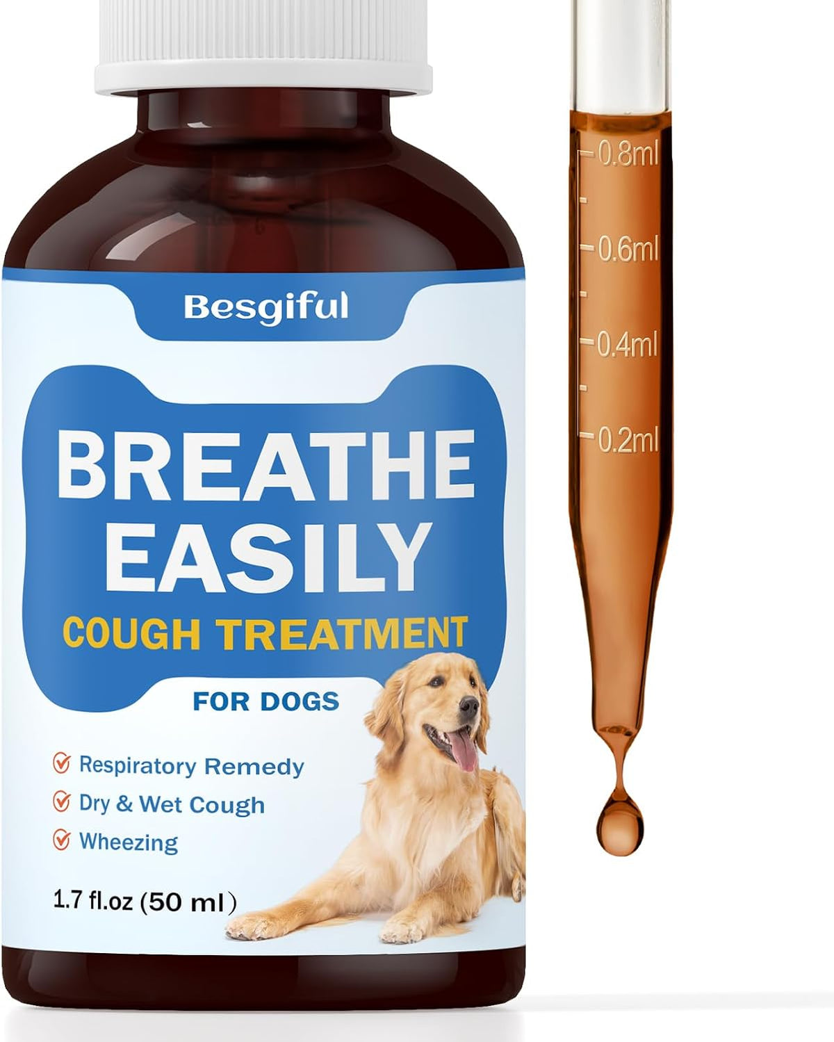 Besgiful Natural Herbal Trachea Support for Dogs – Cough Elixir with Mullein Leaf & Marshmallow - görsel 1