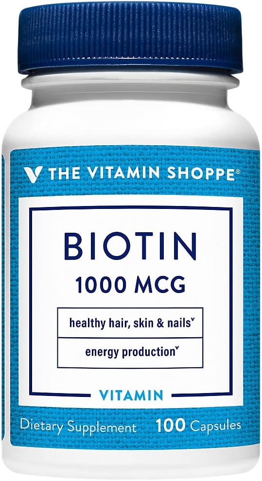 The Vitamin Shoppe Biotin 1 mg – High Potency Vitamin B7 for Hair, Skin and Nail Support (100 Capsules) - görsel 1