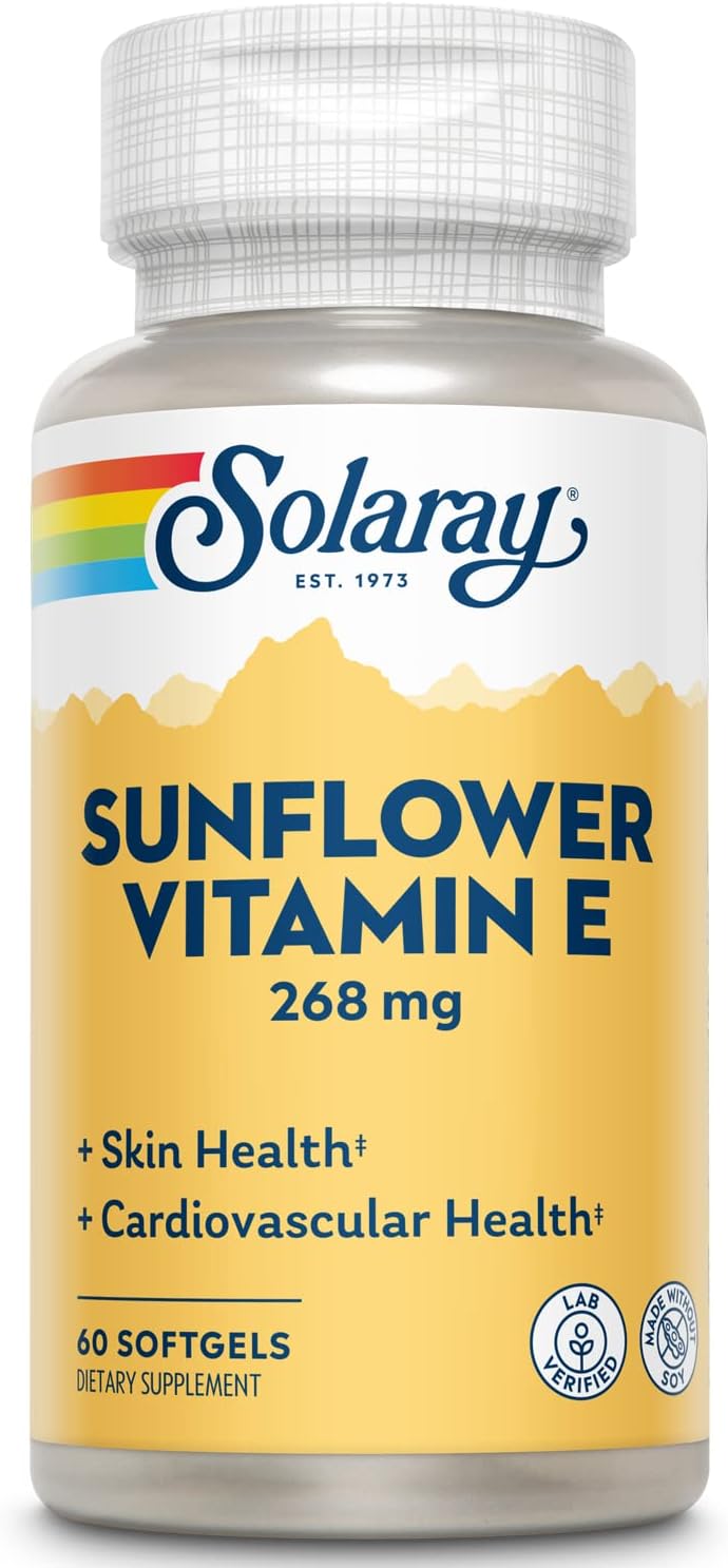 SOLARAY Sunflower Vitamin E 268 mg (400 IU) Softgels | Antioxidant Support for Skin, Heart & Immune Health | 60 Softgels - görsel 1