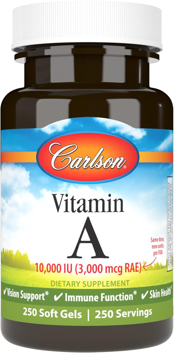 Carlson - Vitamin A, 10000 IU (3000 mcg RAE), Vision Health, 250 Softgels - görsel 1