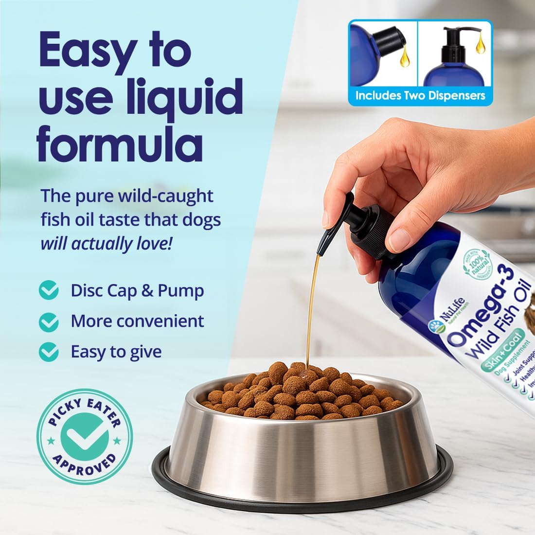 Liquid Fish Oil for Dogs with Omega 3, 6 & 9 Fatty Acids, Wild Caught from Iceland, Skin and Coat Supplement for Shedding, Itchy Skin, Allergies, Brain and Heart Health, Rich in EPA + DHA - 946 ml - görsel 7