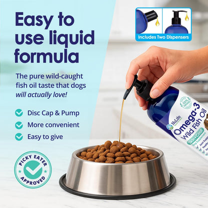 Wild Omega 3 Fish Oil for Dogs – Liquid Supplement with EPA & DHA (355 ml)