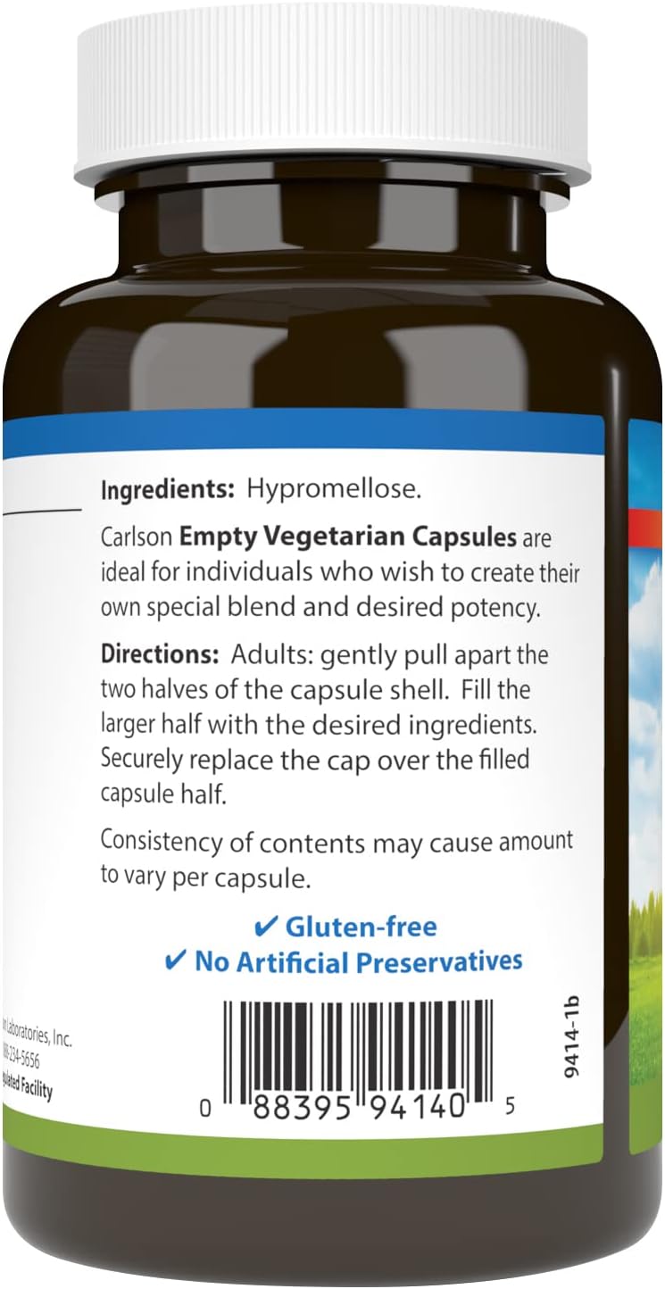 Carlson Empty Vegetarian #1 Capsules, 200 Count - görsel 3