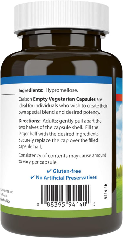 Carlson Empty Vegetarian #1 Capsules, 200 Count