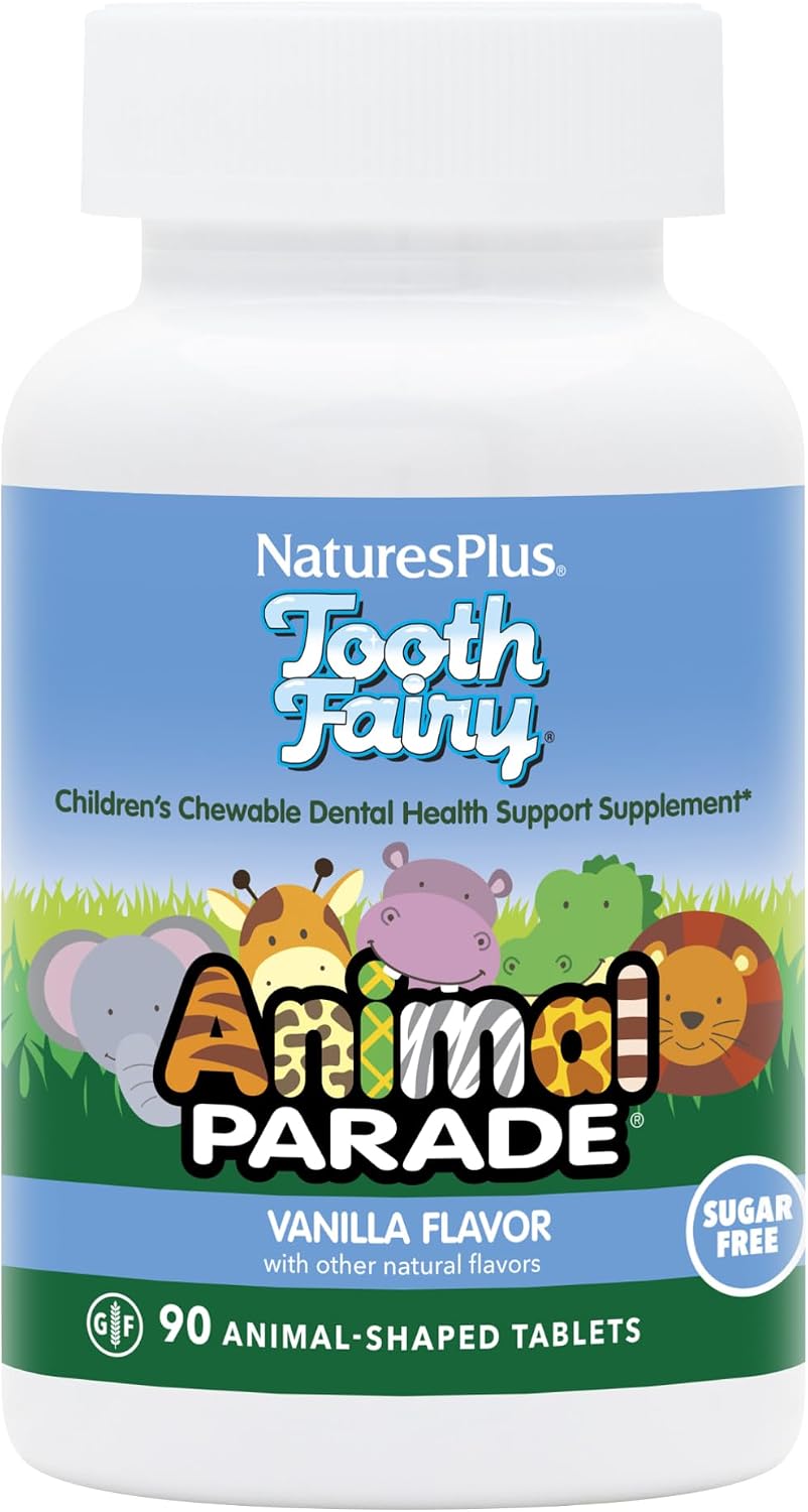 NaturesPlus Animal Parade Tooth Fairy Children's Chewables, Natural Vanilla, 90 Tablets - görsel 10