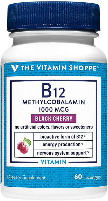 Vitamin B12 Methylcobalamin 1000mcg Lozenges - Black Cherry - 60 Lozenges