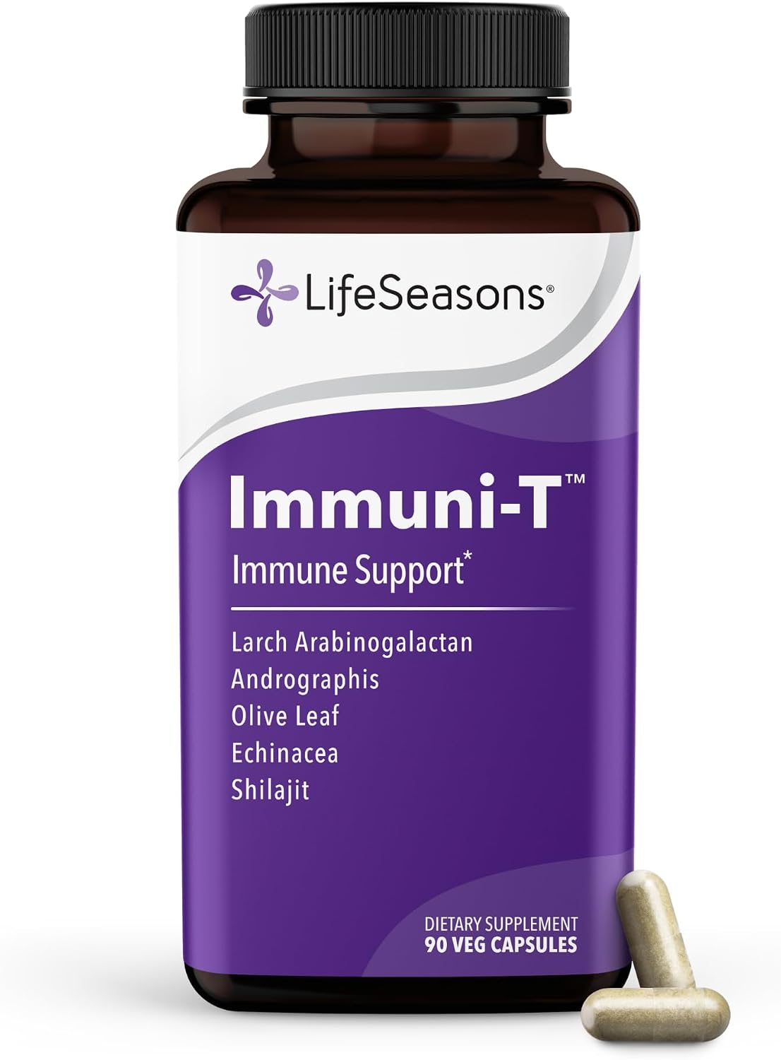 LifeSeasons Immuni-T - Immune Support Food Supplement with Elderberry, Echinacea, Andrographis - 90 Capsules - görsel 1