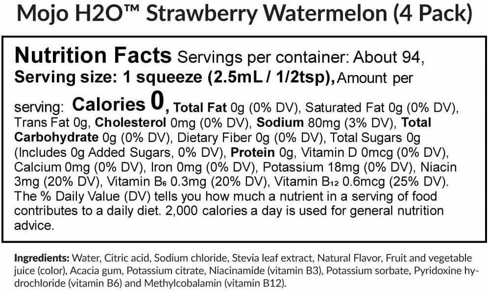 BioTrust Mojo H2O Natural Water Enhancer Drops, B Vitamins and Electrolytes, Sugar-Free, Zero Calories, Naturally Flavoured (Strawberry Watermelon, 4-Pack) - görsel 2