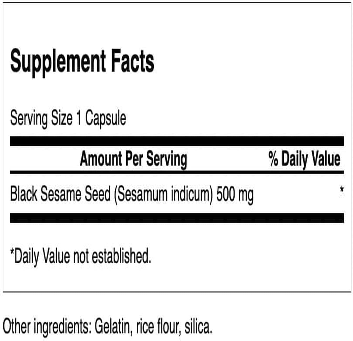 Swanson Full Spectrum Black Sesame Seed 500 mg, 60 Capsules - görsel 2